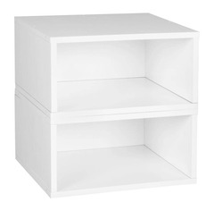 Niche - PC062PKWH - 2-Pack Cubo 13-in W x 13-in H x 13-in D White Wood Grain Wood Collapsible Stackable Bin