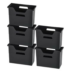 IRIS - 580001 - 5-Pack 13.38-in W x 9.81-in H x 5.94-in D Black Plastic Stackable Bin