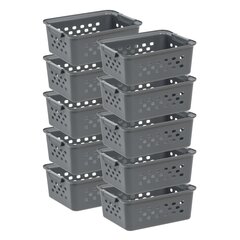IRIS - 500164 - 10-Pack Small Organizer Storage Basket 8.75-in W x 4.25-in H x 11.13-in D Gray Plastic Stackable Basket