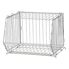 IRIS - 588944 - Wire stacking basket 15.59-in W x 12.79-in H x 16.73-in D Silver Steel Collapsible Stackable Basket