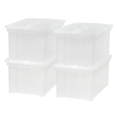 IRIS - 587750 - 4-Pack 14.29-in W x 11.13-in H x 23.5-in D Clear Plastic Stackable Bin