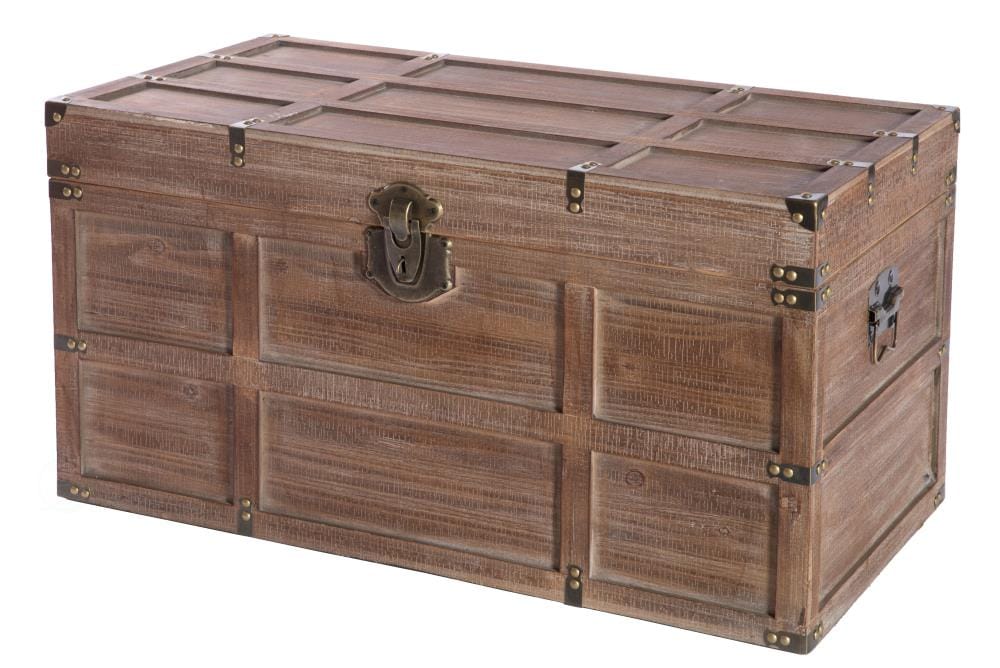 Vintiquewise - QI003512L - Wooden Rectangular Storage Trunk