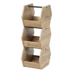 IRIS - 590078 - Industrial Series 12.6-in W x 27.13-in H x 8.74-in D Ash Brown Mdf Stackable Basket