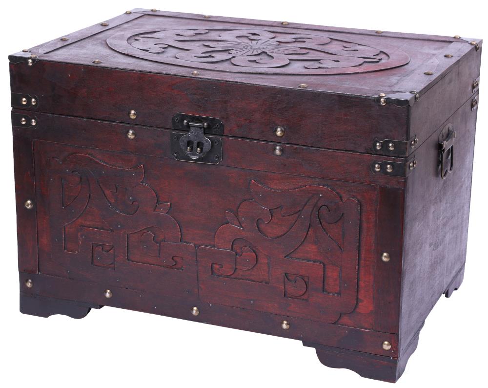 Vintiquewise - QI003426.L - 1-Quart Brown/Wood Storage Trunk