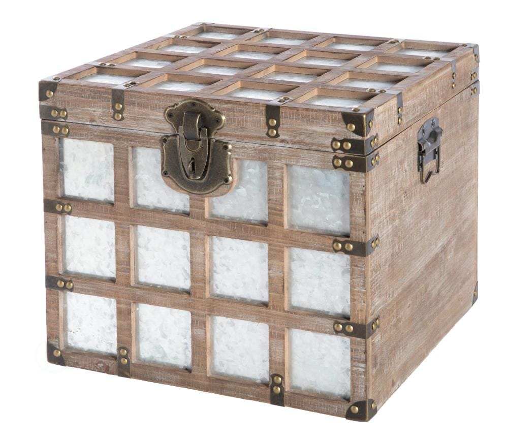 Vintiquewise - QI003511M - Galvanized Metal Storage Trunk