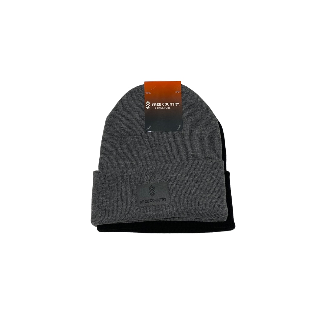 Free Country - YY-KH13438 - Mens 2 PACK Beanie Black Grey