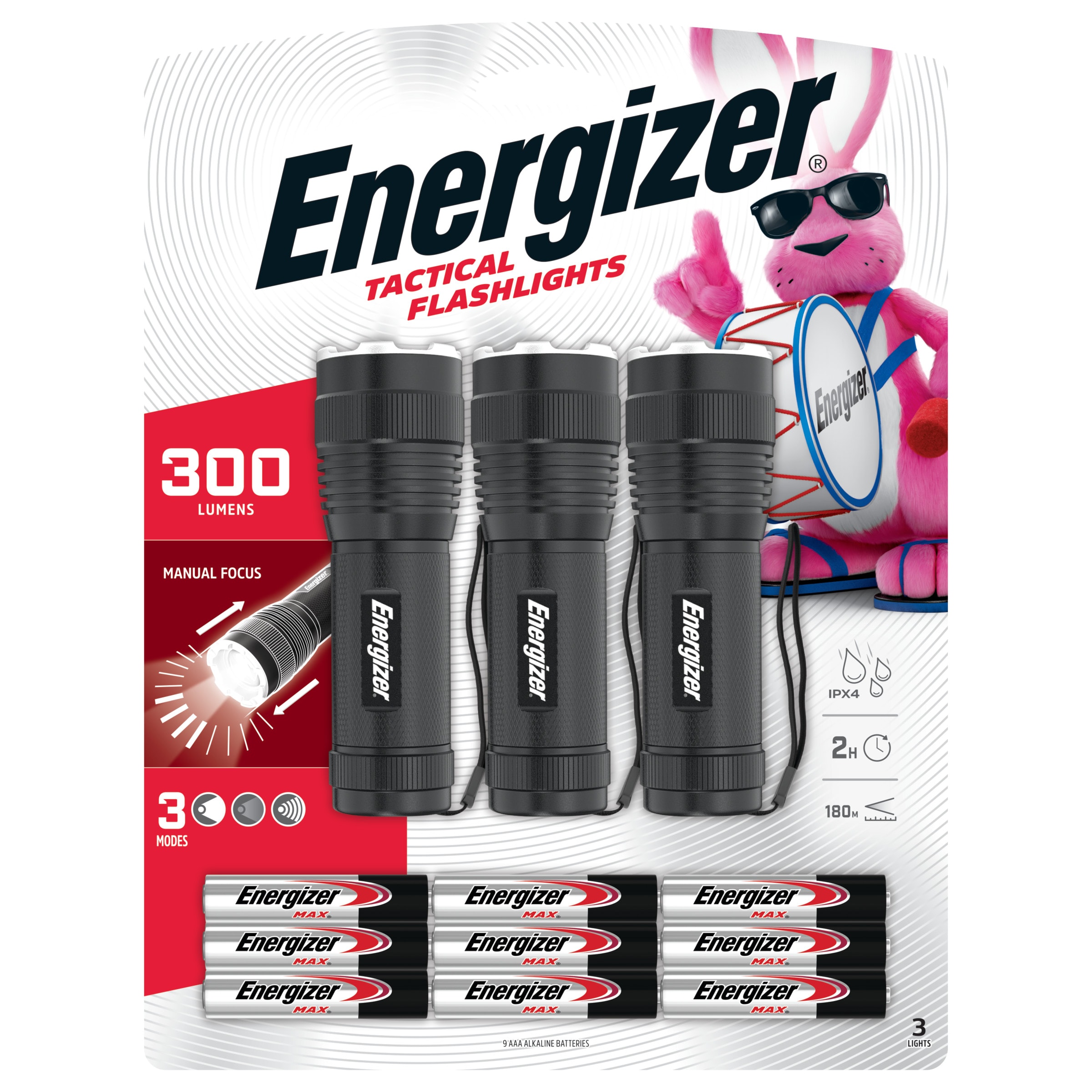 Energizer - E303652500 - Tactical 300-Lumen LED Flashlight (Battery Included)