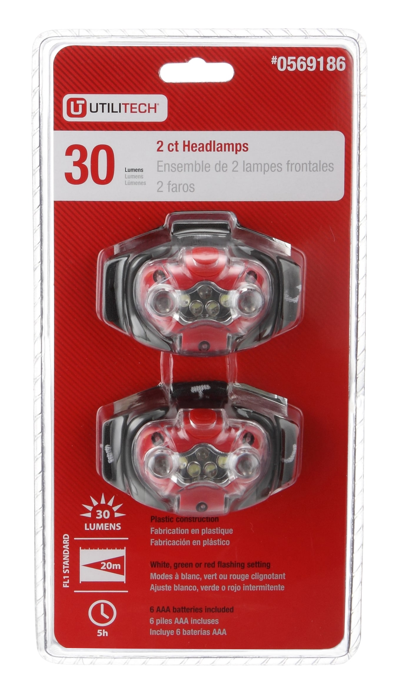 Utilitech - FT-LOW1405-1 - 30-Lumen LED Headlamp (Battery Included)