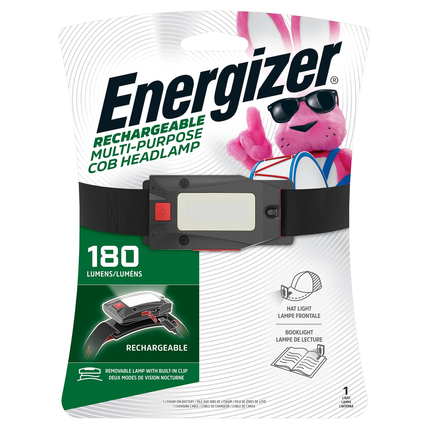 Energizer - ENHDGRLP - 180-Lumen LED Rechargeable Headlamp (Battery Included)