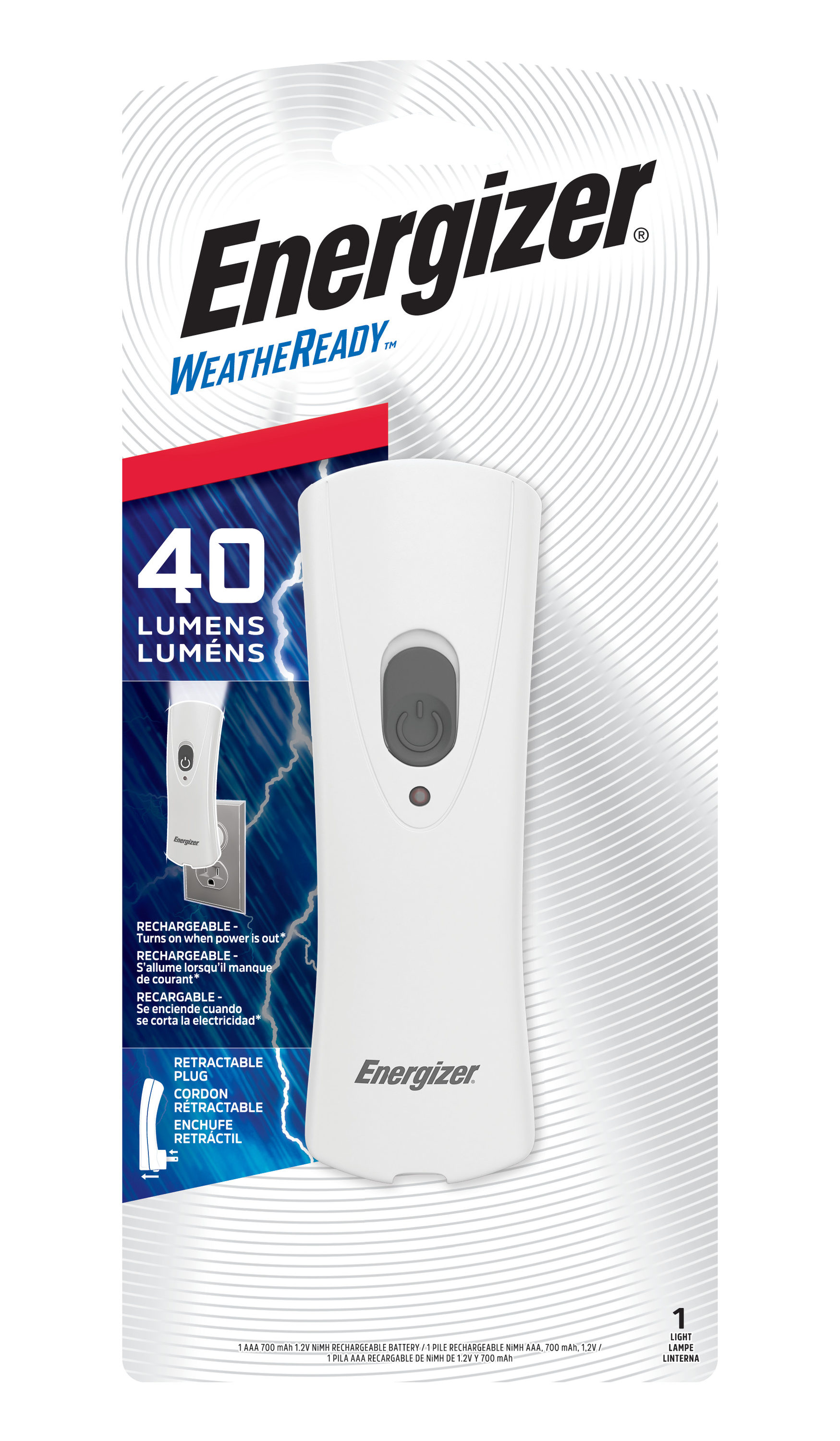 Energizer - RCL1FN2WR - Weatheready 40-Lumen LED Rechargeable Flashlight (Battery Included)
