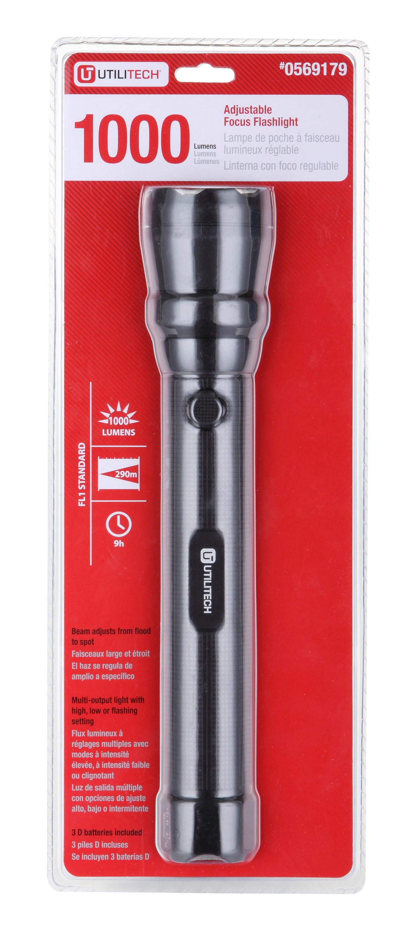 Utilitech - FT-LOW1410 - 1000-Lumen LED Flashlight (Battery Included)