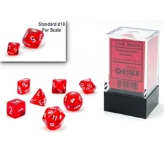 Chessex Mini Dice Set: Translucent - Red w/ White (7) - CHX20374