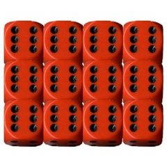 12 Orange w/black Opaque 16mm D6 Dice Block - CHX25603