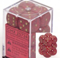 12 Golden Strawberry Speckled 16mm D6 Dice Block - CHX25734