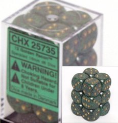 12 Golden Recon Speckled 16mm D6 Dice Block - CHX25735