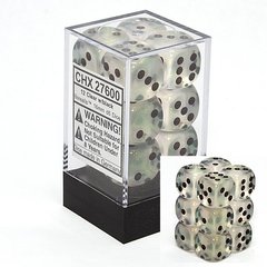 12 Clear w/black Borealis 16mm D6 Dice Block - CHX27600