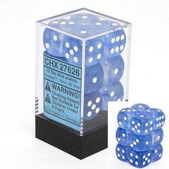 12 Sky Blue w/white Borealis 16mm D6 Dice Block - CHX27626