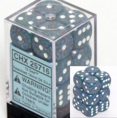 12 Sea Speckled 16mm D6 Dice Block - CHX25716