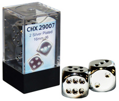 2 Silver Plated 16mm D6 Dice - CHX29007