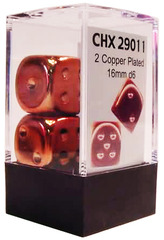 2 Copper Plated 16mm D6 Dice - CHX29011