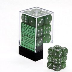 12 Green w/silver Velvet 16mm D6 Dice Block - CHX27675