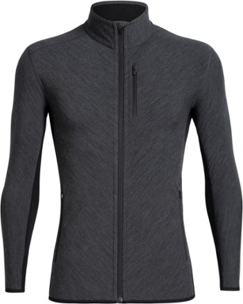 Icebreaker - Descender Zip Top - Mens - JET HEATHER/BLACK