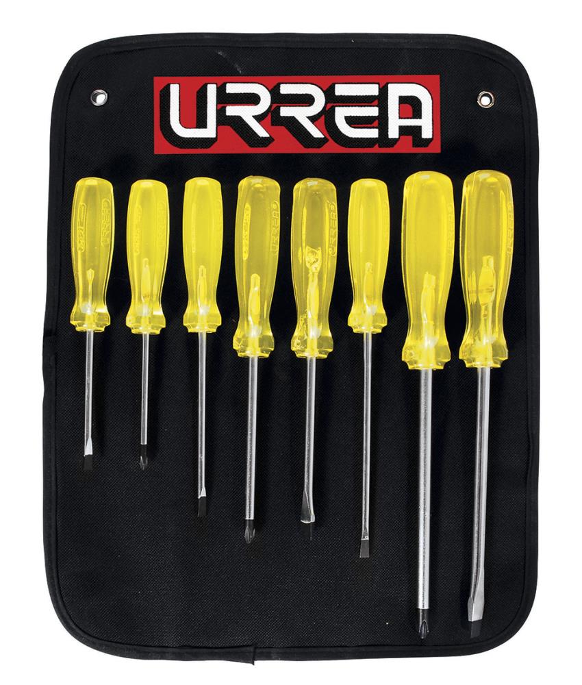 URREA - 9600D - 8-Piece Plastic Handle Set Screwdriver Set
