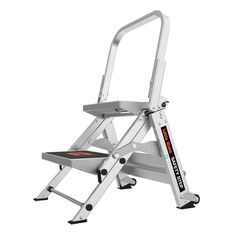 Little Giant Ladders - 10210BA - Safety Step M2 2-Step 300-lb Capacity Silver Aluminum Foldable Step Stool