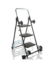 Kerry Kart - KK-BLK - 3-Step 225 lbs. Capacity Black Steel Foldable Step Stool