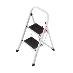 Hailo - 9204015095 - 2-Step 330-lb Capacity White Steel Foldable Step Stool