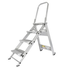 Xtend & Climb - WT4 - 4-Step 375 lbs. Capacity Silver Aluminum Foldable Step Stool