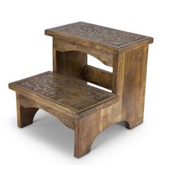 The GG Collection - 93526 - 2-Step 300 lbs. Capacity Brown Wood Step Stool