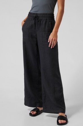Athleta - Cabo Linen Wide Leg Pants - Womens - BLACK