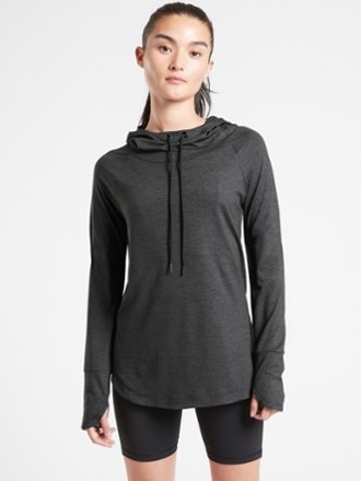 Athleta - Uptempo Hoodie Sweatshirt - Womens - BLACK HEATHER