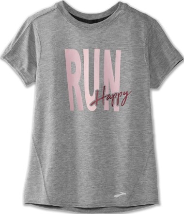 Brooks - Distance Graphic T-Shirt - Womens - HEATHER ASH/RUN HAPPY