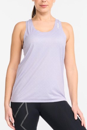 2XU - Light Speed Singlet - Womens - LAVENDUST DOTS/WHITE REFLECT