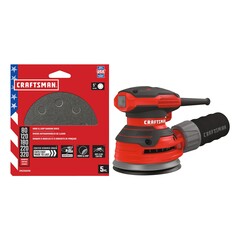 CRAFTSMAN - undefined - 120-Volt 3-Amp Corded Random Orbital Sander with Dust Management & 5-IN 5-Piece Multi-grade Disc Sandpaper