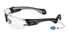SoundShield - GLCNB-CL - Construction Safety Glasses Black Frame Clear Lens with NRR 25 db Silicone PermaPlugs