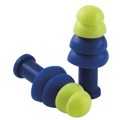 Sellstrom - S23420 - Reusable Uncorded Ear Plugs, 27dB NRR, Tapered Shape, Blue/Hi-Vis Green, 100 Pairs/Pack