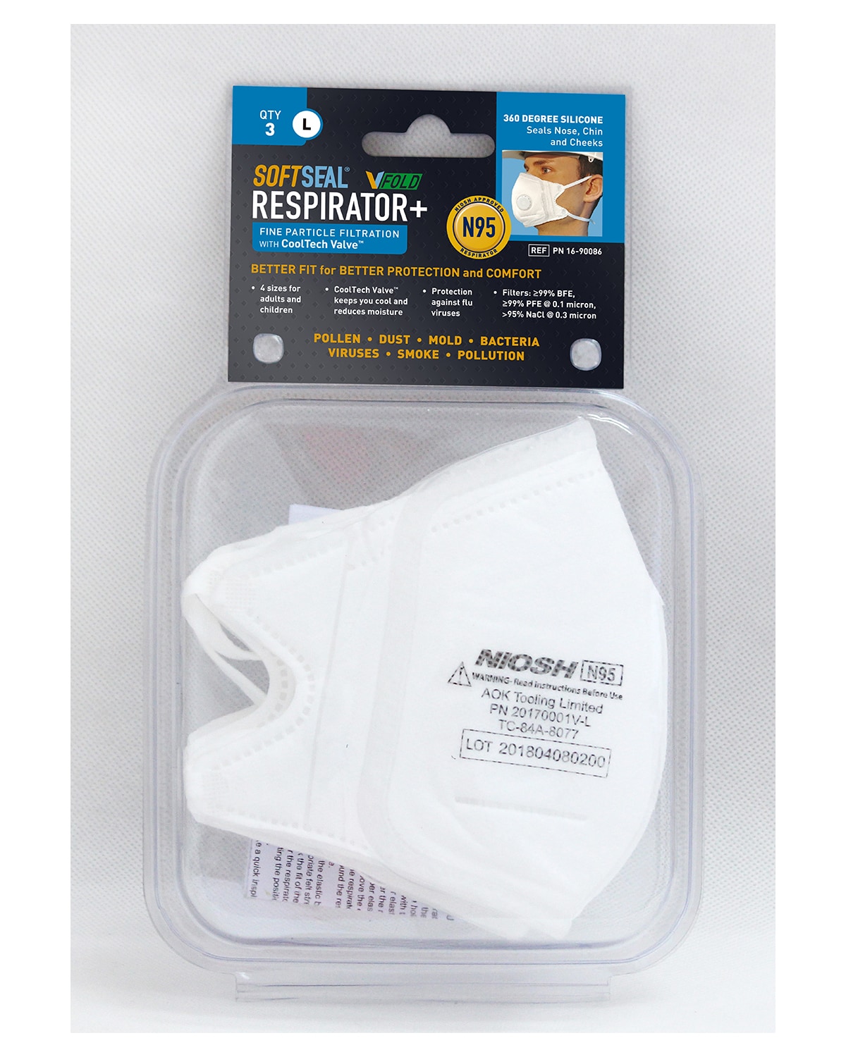 SoftSeal - 16-90086 -  V-Fold+N95 Mask L with Valve