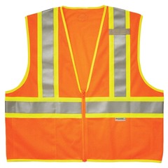 GloWear - 21313 - Small/Medium Orange Polyester High Visibility Enhanced Visibility (Reflective) Safety Vest