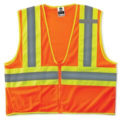 GloWear - 21305 - Large/X-Large  Orange Polyester High Visibility Enhanced Visibility (Reflective) Safety Vest