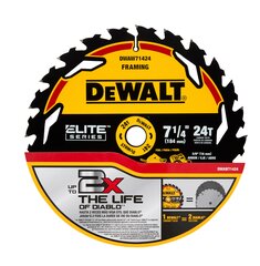 DEWALT - DWAW71424 - ELITE SERIES 7-1/4-in 24-Tooth Tungsten Carbide-tipped Steel Circular Saw Blade