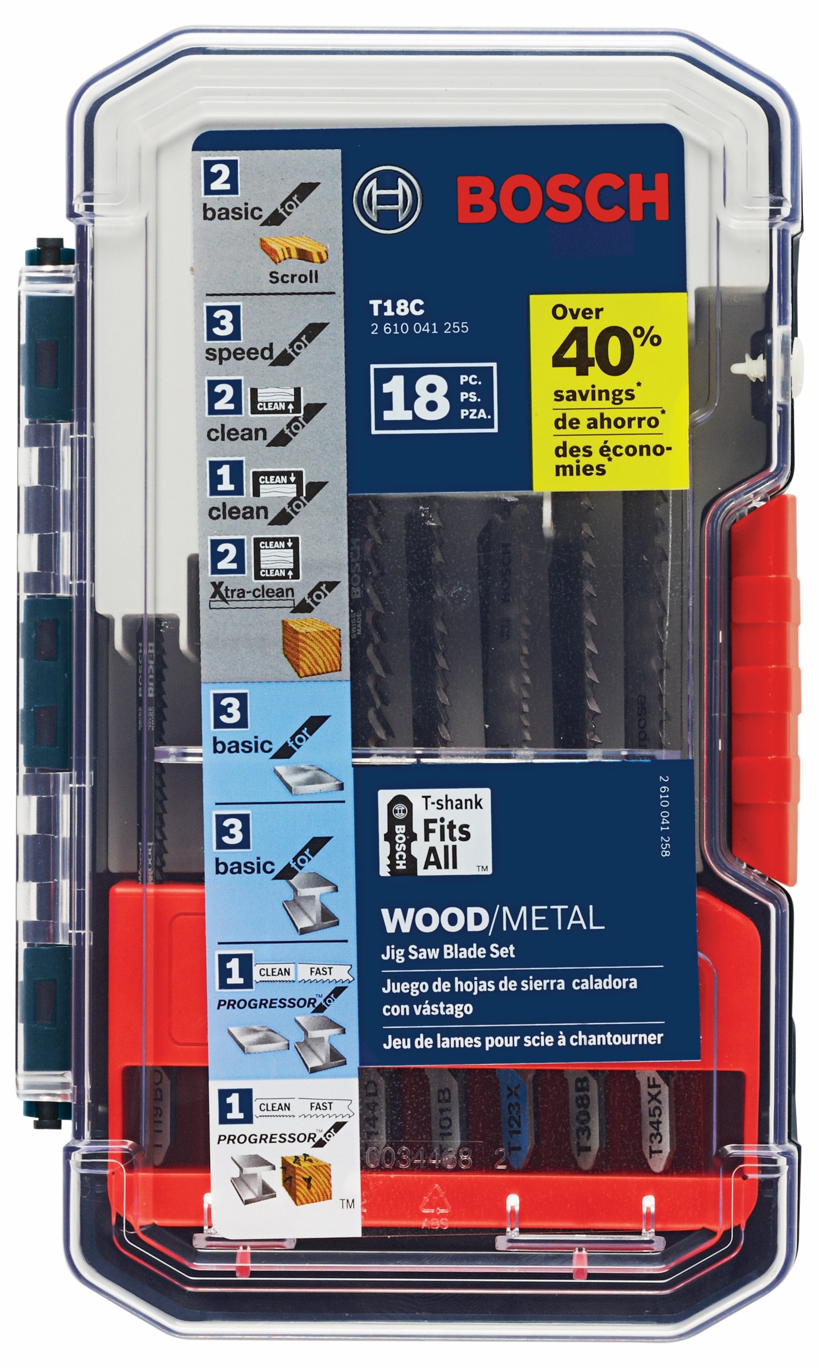 Bosch - T18C - 18-Pack T-shank Jigsaw Blade Set