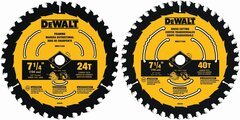 DEWALT - DWA1714CMBTWRLW - 2-Pack 7-1/4-in 24 and 40 Set Tungsten Carbide-tipped Steel Circular Saw Blade Set