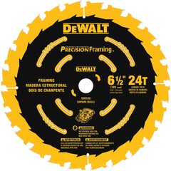 DEWALT - DW9199 - Precision Trim 6-1/2-in 24-Tooth Tungsten Carbide-Tipped Steel Circular Saw Blade