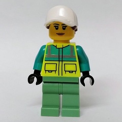 LEGO SET fig-012036 - Ambulance Driver, Vibrant Yellow Safety Vest, White Cap