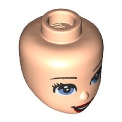 LEGO PART 92198pr0128 Minidoll Head Blue Eyes, Red Lips, Open Mouth, Teeth