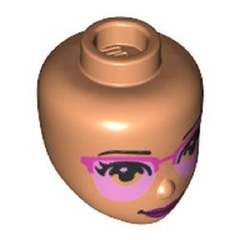 LEGO PART 92198pr0246 Minidoll Head Bright Light Pink/Dark Pink Glasses, Dark Purple Lips print