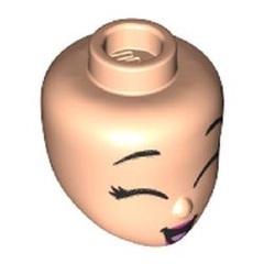 LEGO PART 92198pr0205 Minidoll Head Closed Eyes, Open Mouth Smile, Dark Pink Lips